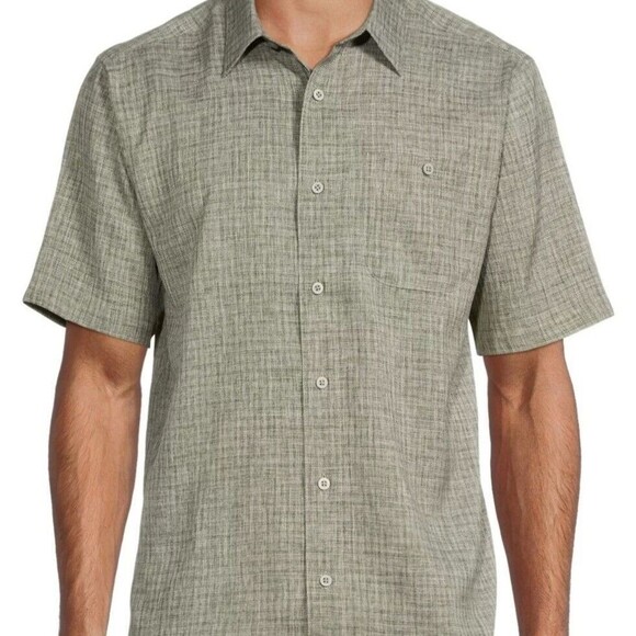 George Mens Short Sleeve Green Plaid Shirt Size Medium Button Down Collar - Picture 1 of 5